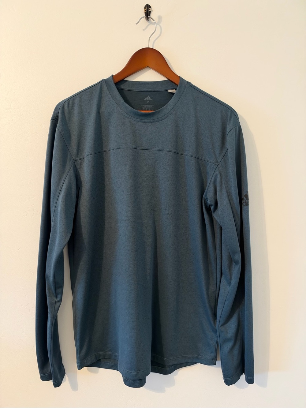 adidas Men’s S Long-Sleeve Base Layer or Gym Crew in Slate Blue